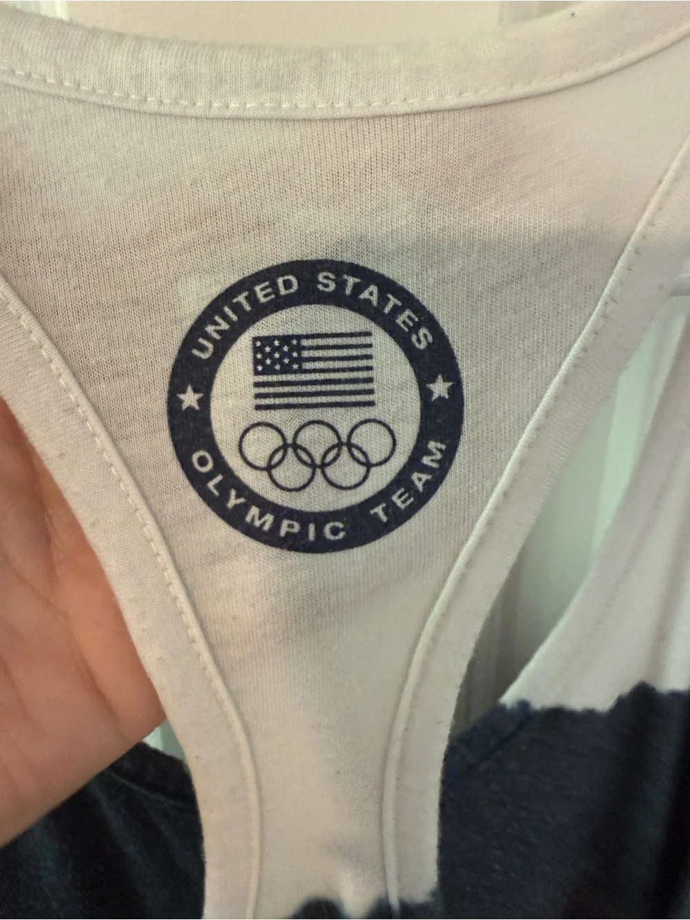 Nike White and Navy Tie-Dye Racerback Tank